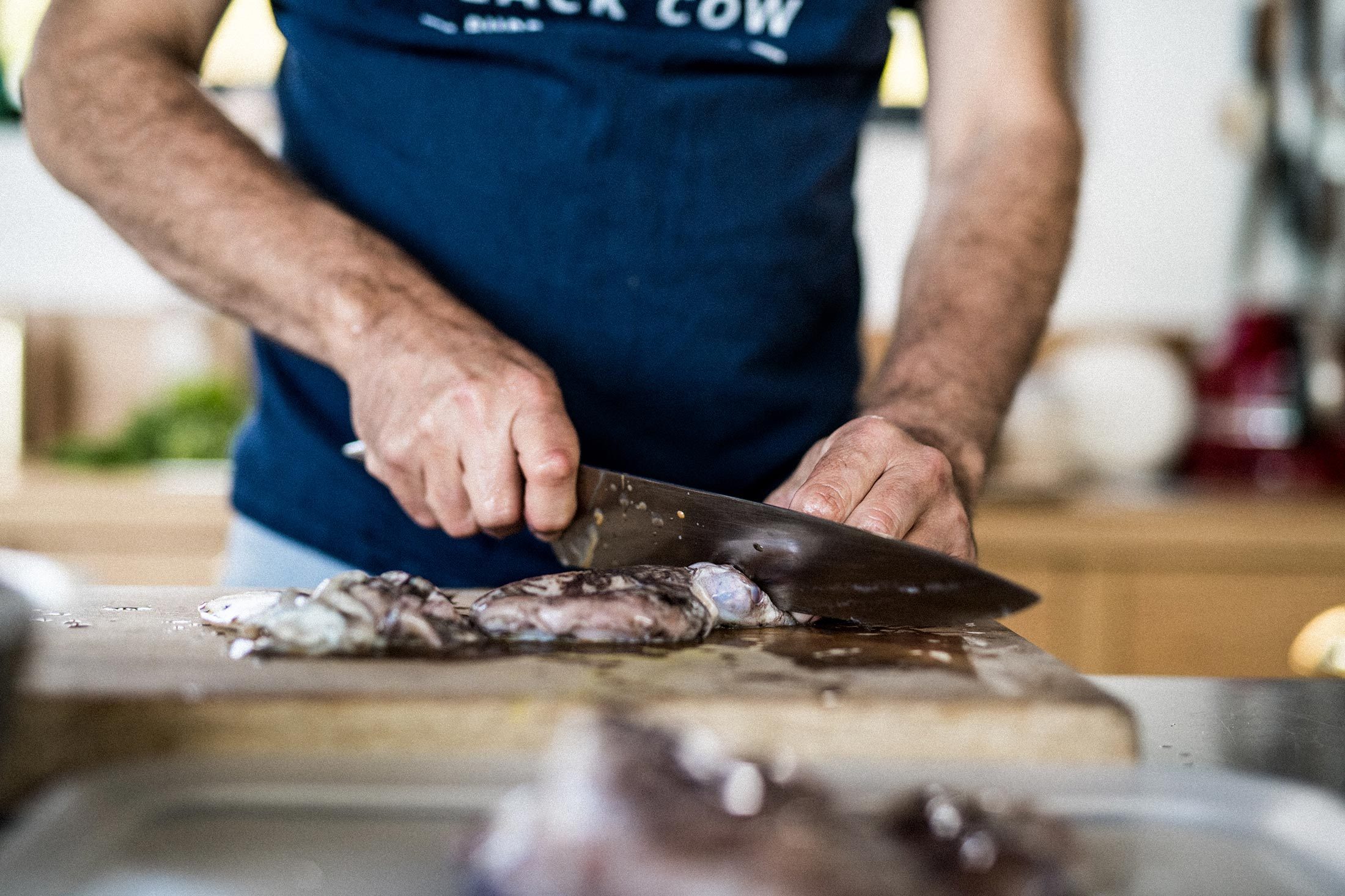 Mark Hix cutting fish